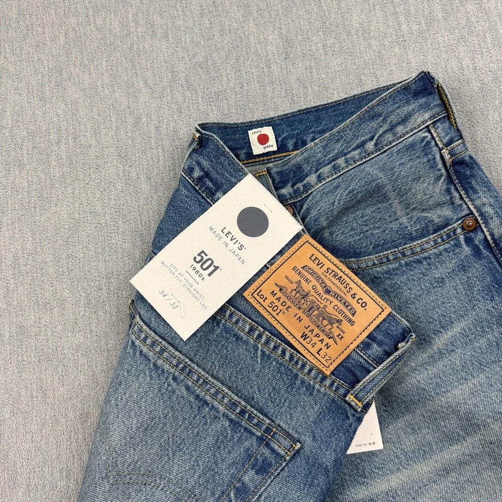 Levis 501 Jeans Mens 34X32 Selvedge‎ Denim Made In Japan 1980'S Straight Leg NWT